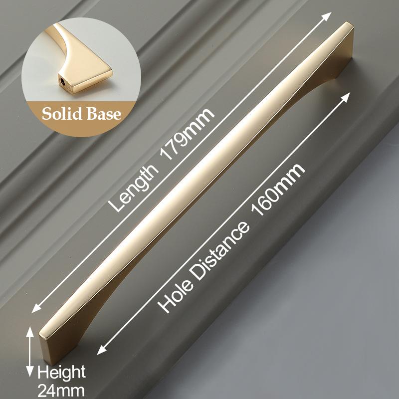 KAK Zinc Alloy Bright Gold Cabinet Pulls Light Luxury Stylish Kitchen Handles for Furniture Drawer Knobs Cabinet Hardware