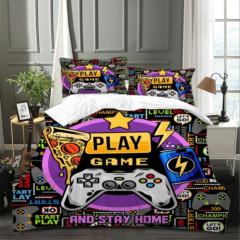 Comforter Teen /Boy/Kid Video Games Bedding Set Gaming Controller Pattern Design Comforter Decorative Game Gamepad Set