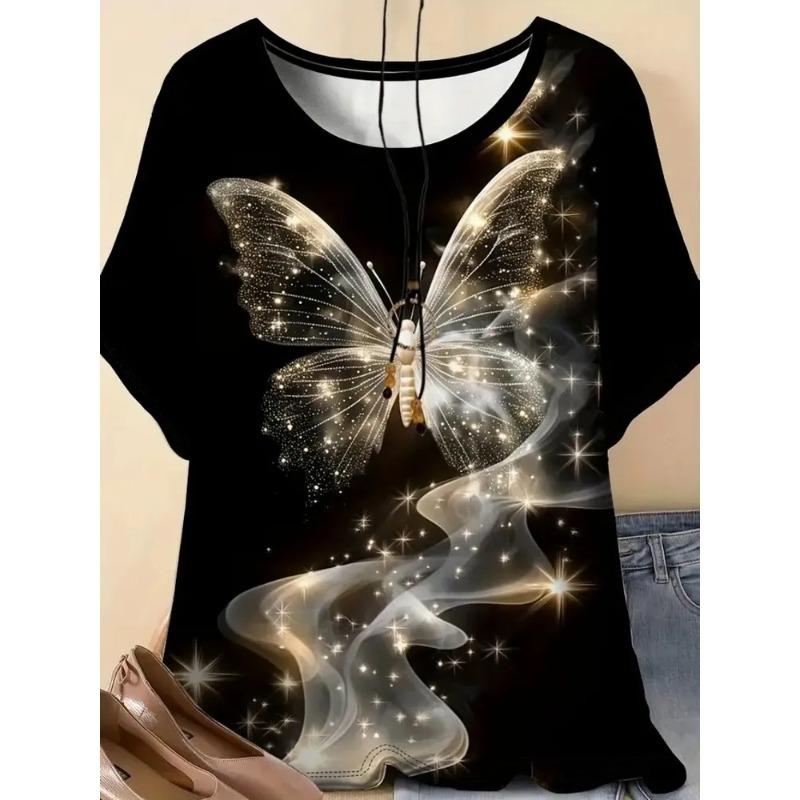 

3D Printed Summer Fashion Women s T-shirt Is Breathable, Casual and Versatile XS