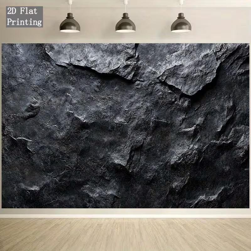 2D Black Stone Texture Backdrop for Studio, Product Photography and Neutral Decor