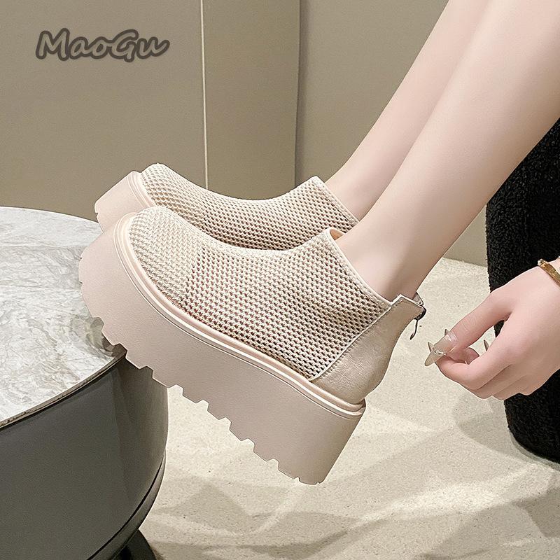 Fashion 2025 Summer Boots New Women Fashion Short Botines Hollow Out High Platform Breathable Botas Mujer for Women's Shoes Size 35-40