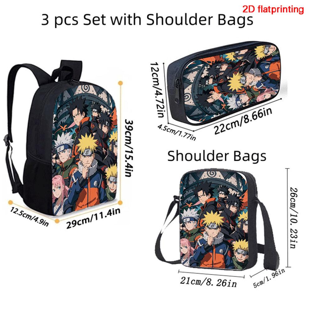 NARUTO Animated 15in Daily Pack with Adjustable Carry Straps, Children Daily Lightweight School Carrier for Boys & Girls Age 6-10