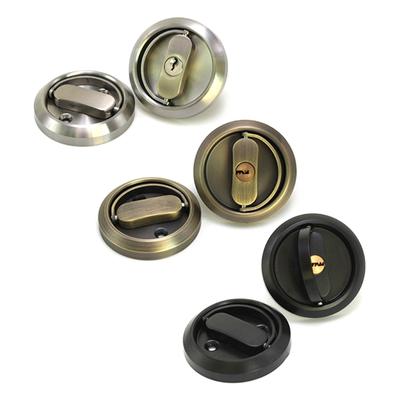 Round Concealed Cabinet Knob Sliding Door Pull Circular Pull Rings Lock Hardwares for Furniture Security