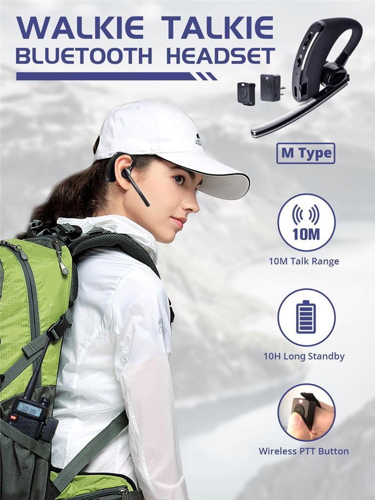 Wireless Headset PTT Bluetooth Earphone with Mic M Plug Wireless Headphone Handsfree for Walkie Talkie Moto GP Series