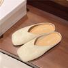 Baotou half slippers for women to wear autumn and winter new niche square head velvet casual versatile soft-soled Muller shoes