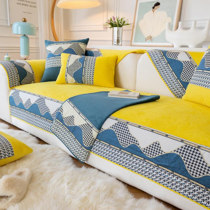 Simple Sofa Cushion for All Seasons, Non-slip Sofa Cover, High-end Towel Cover, Three-in-one Chaise Thickening