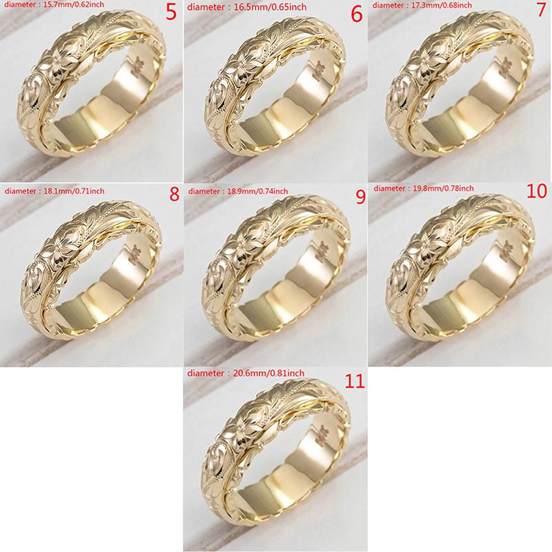 Wykwintny damski pierścionek ze złota 14K, zawieszony, grawerowany pierścionek z kwiatem, prezenty rocznicowe