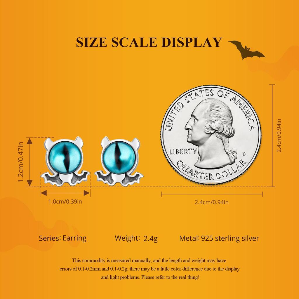 Vintage Sex Demon Eyes Stud Earring S925 Sterling Silver Oxidized Halloween Earrings