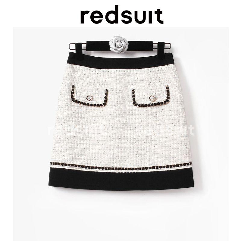 

Redsuit Gold Elegant White Patchwork Classic Style Woven Short Outwear Skirt Korean Style Slimming Suit Black and white color (overskirt)-T1005 S In Stock