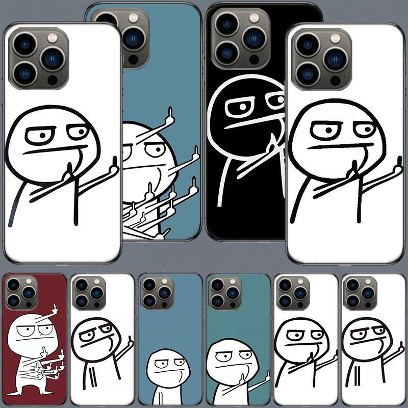 Funny Man Middle Finger Phone Case For Apple Iphone 16 15+ 17 Pro Max 14 Plus 16E Air 13 12 Mini Clear Cover Silicone Cute