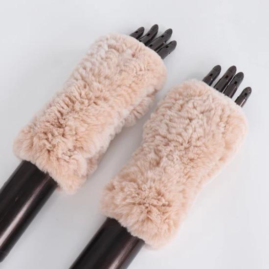 New Arrival Female Natural Rabbit Fur Gloves Knitted Warm Real Rex Rabbit Fur Mittens Women Winter Outdoor Rex Rabbit Fur Gloves