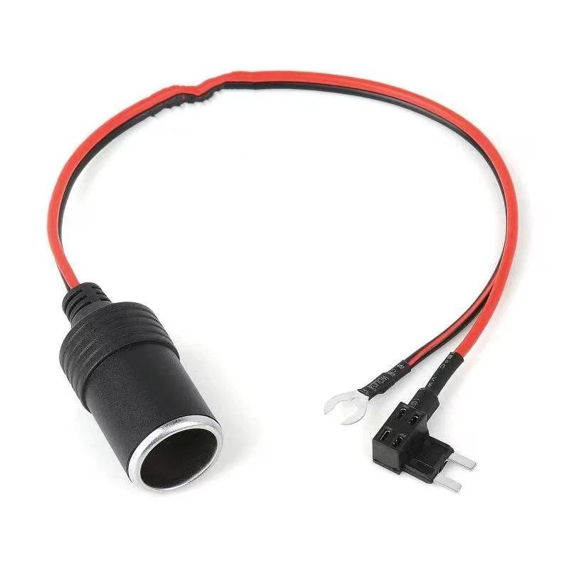1Pcs Connector Adapter Cable Fuse Medium Mini Micro 32V Metal Car Cigarette Lighter Charger Cable Female Socket Plug