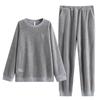 Half Fleece Pajamas Men'S Winter Thickened Fleece Coral Fleece Autumn And Winter Thermal Loungewear Set