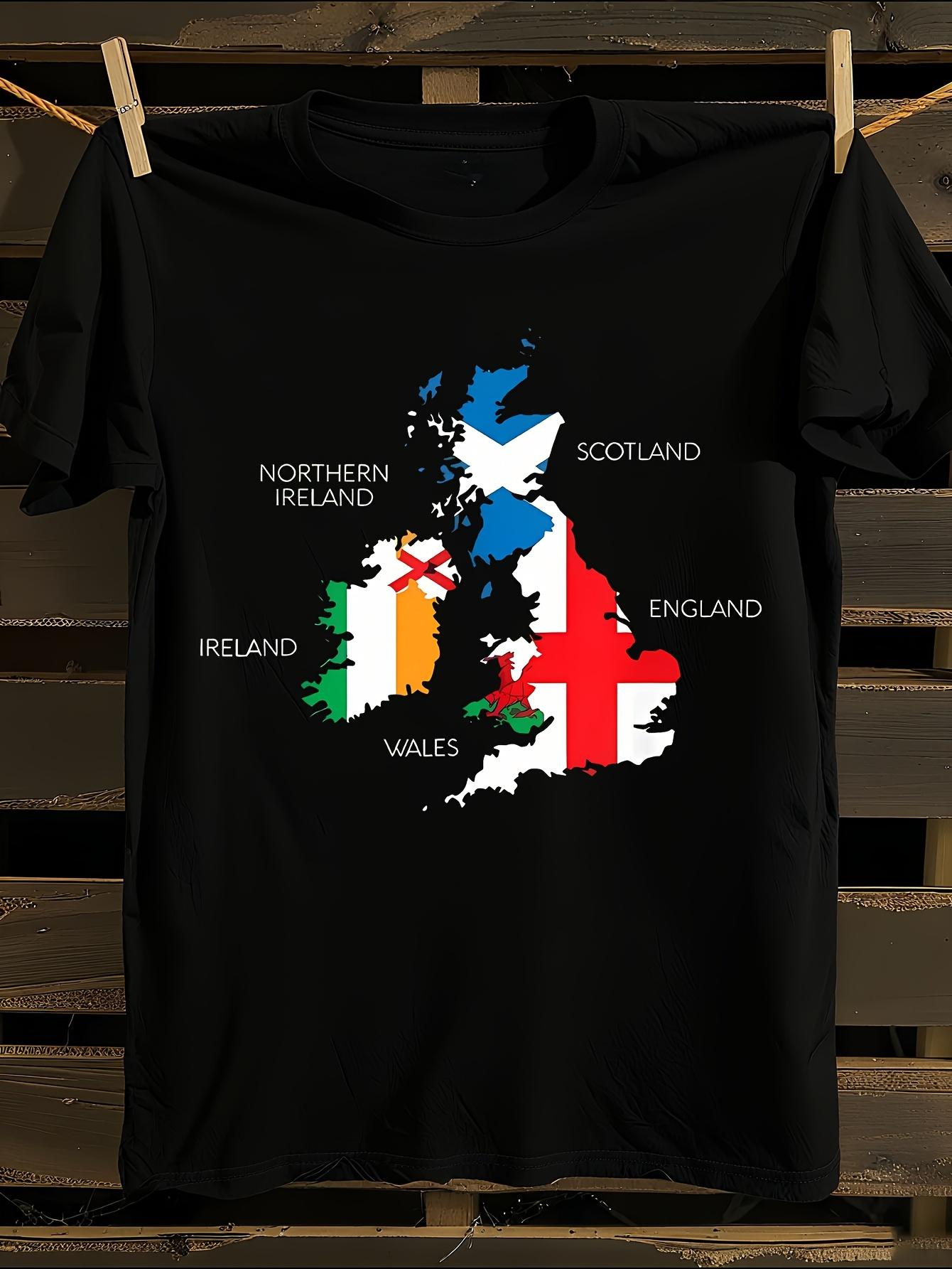 British Ireland Scotland Wales England Map T-shirt S