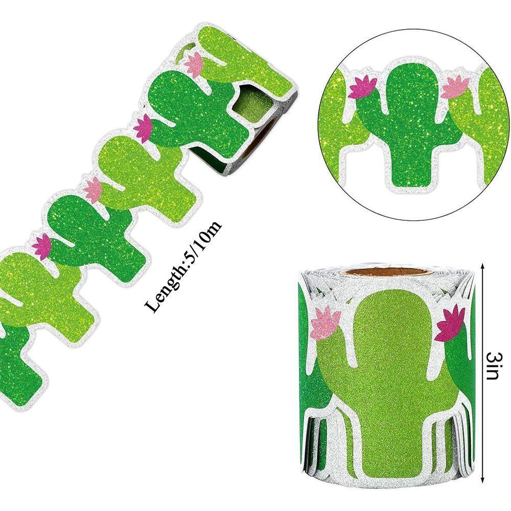 Green Cactus Border Decorative Sticker Self Adhesive DIY Poster Border Stickers Border Trim Sticker