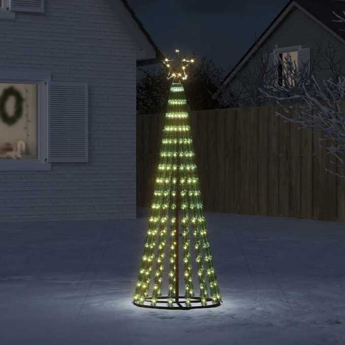 VidaXL Sapin de Noël à LED 275 LED blanc chaud 180 cm, décoration de Noël, lumière LED, lumière de Noël extérieure, cône de 358064