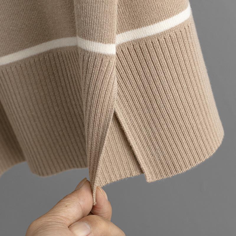 Fall Winter Lazy Wind Loose V-Neck Pulllover Sweater Suit Women's Solid Color Long Sleeve Knit Wide Leg Pants Two Piece Set