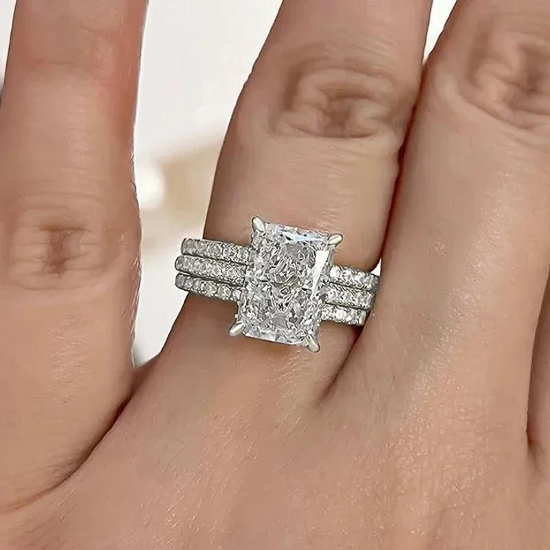 

CAOSHI Geometric Cubic Zirconia Set Rings Women Modern Fashion Silver Color/Gold Color 3Pcs Rings Daily Wear Statement Jewelry 10