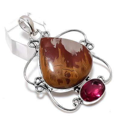 Natural Noreena Jasper Gemstone Handmade 925 Sterling Silver Pendant 2.17" Z5h72