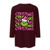 3/4 Sleeve Tops For Women T-Shirt Casual Christmas Print Tops T Shirt Round Neck Pullover Blouse