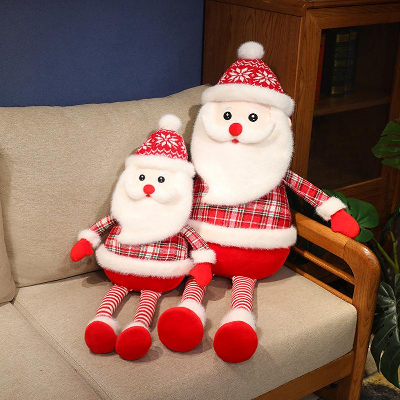 Creative Plush Santa Claus Doll With Long Legs Soft Cotton Outfit For Festive Decor