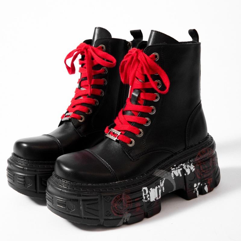 Women Boots Winter Thick Sole Graffiti Gothic Punk Ankle Boots Fashion Casual Shoes