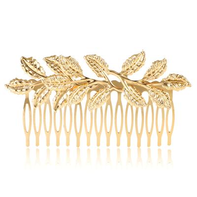 Peora Gold Plated Leaf Design Hair Comb Slides Elegant Hair Pin Stylish Fashion Jewellery Gift For Girls & Women