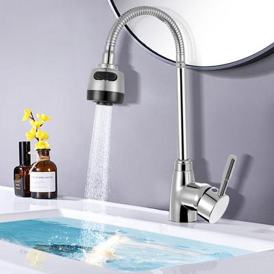 360 Rotatable Pull Out Solid Brass Kitchen Spray Basin Faucet Mixer Tap Spout Single Handle Sink Adjustable Spout Deck Mounted