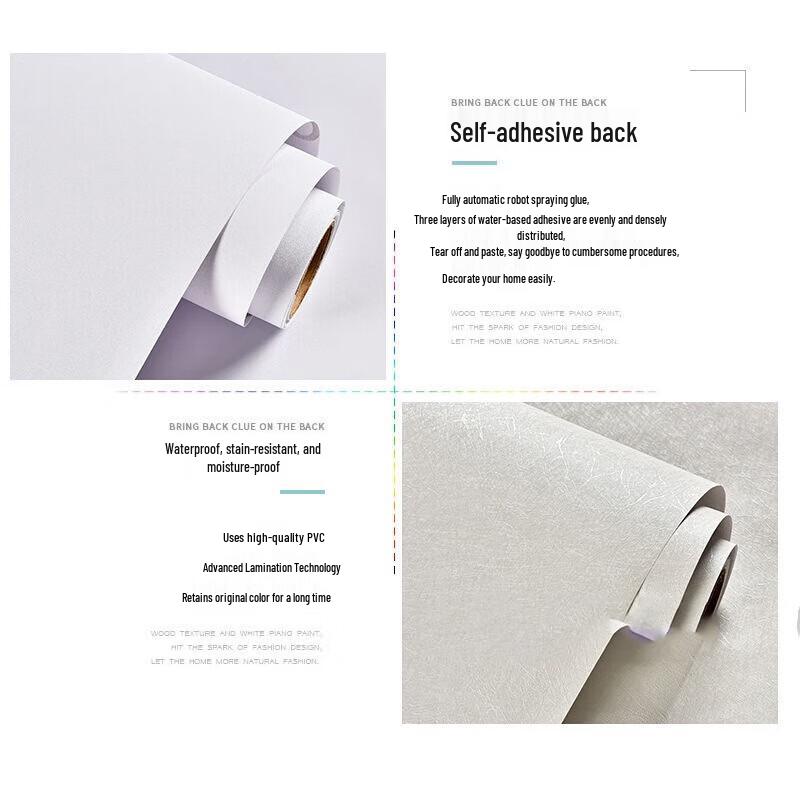 JINGRUIXIANG Pure White Self-Adhesive Wallpaper