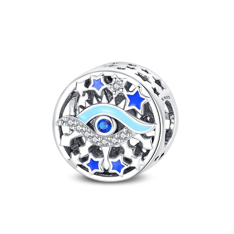 Exquisite 925 Silver Mysterious Blue Butterfly Devil's Eye Fatima's Hand Pendants Charms Beads Fit Qikaola Bracelets DIY Jewelry
