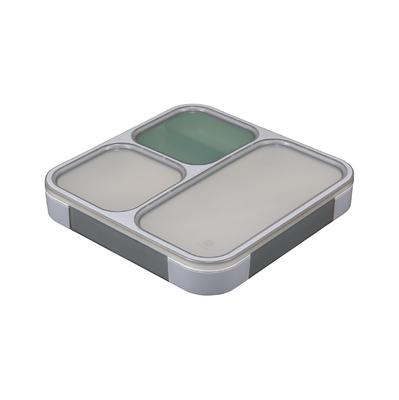 Foodman Slim Bento 800ml Side Dish Double Secure with CB DSK Box, Antibacterial, [Includes Cup], Gray, Leak-Resistant Sealing, 4-Point Lock, Japan,