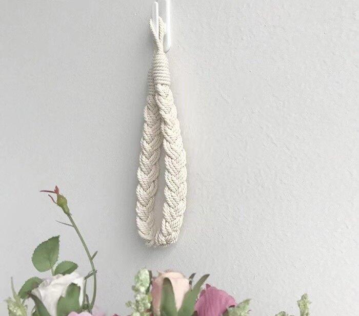 Boho Macrame Cotton Curtain Tieback, No Drill Linen Curtain Strap, INS Beige Curtain Holder for Bedroom/Living Room