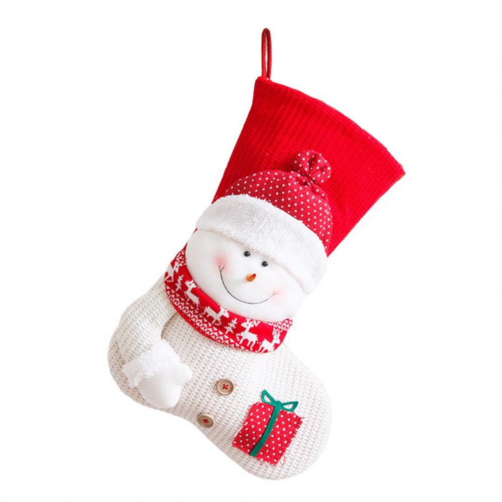 Christmas Stockings 19 Inch Large 3D Santa Claus/Snowman Knit Stockings Fireplace Hanging Gift Bag for Xmas Party Decoration