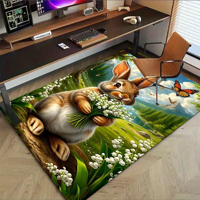 1PC Rabbit Butterfly Extra Large Non-Slip Floor carpet, Office, family, bedroom, Studio - Large Area Rug,Longlasting Material-K0335