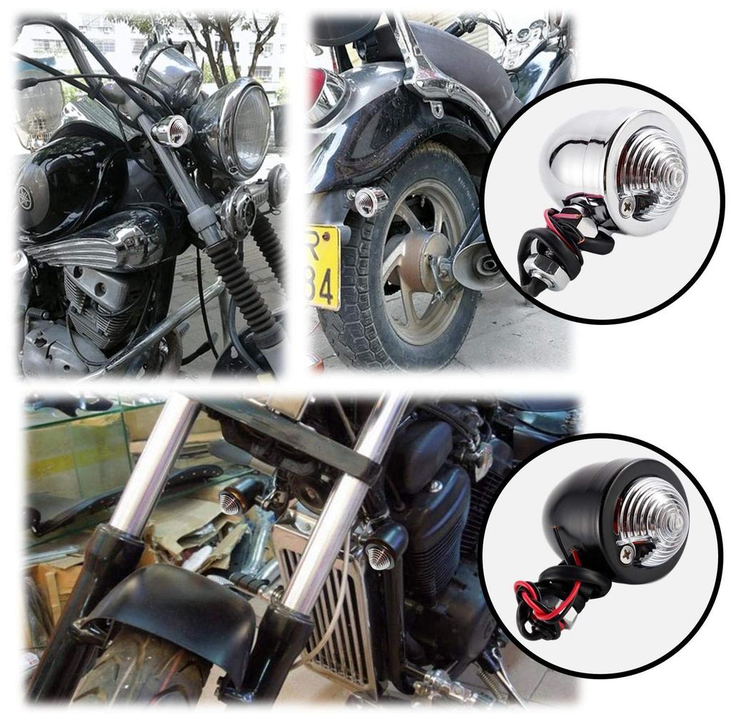 Marosam Motorcycle American Bullet Bullet Turn Signal Harley Set of 4 Silver