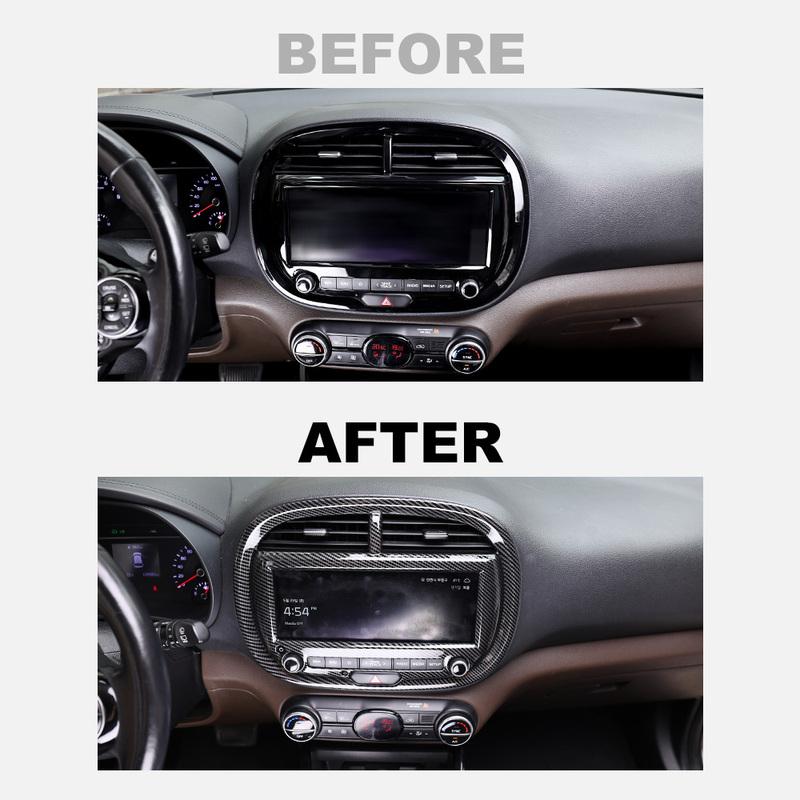 For Kia Soul 2024 2025 Car ABS Dashboard GPS Navigation Frame Cover Trim For High-End Automobiles Interior Accessories LHD