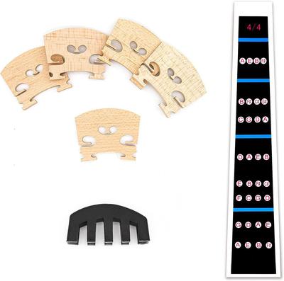 Violin Bridge, Fingerboard Position Stickers, and Rubber Mute Set