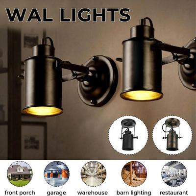 E27 Retro Eisen Wandleuchten Verstellbarer Spot Vintage Wandleuchte Industrielle Wandlampe für Schlafzimmer Wohnzimmer Loft Bar Schwarz/Rost