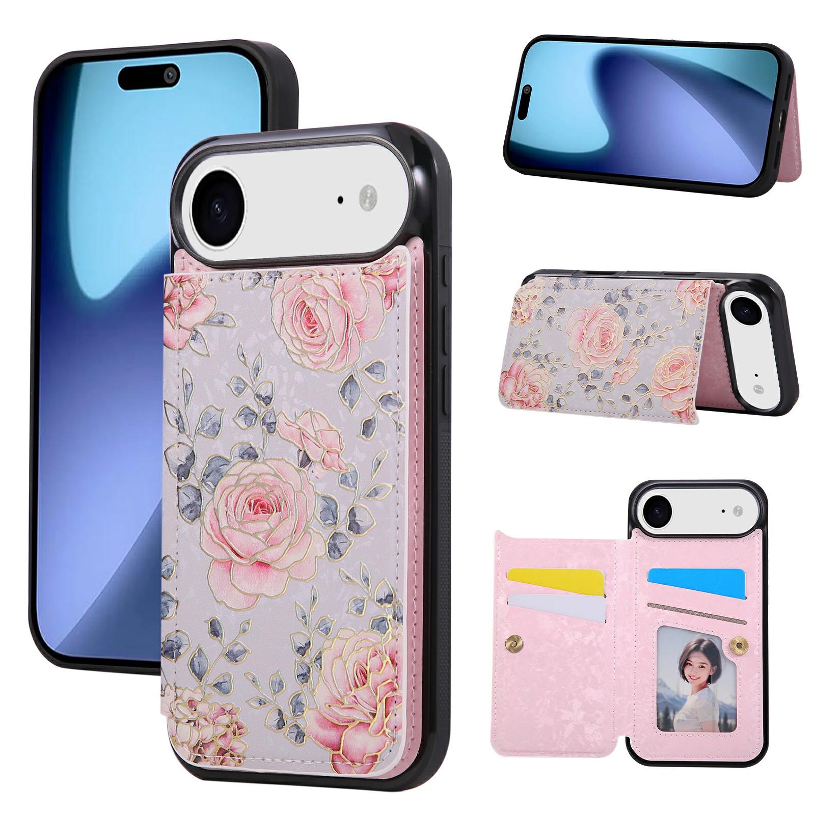 For iPhone Air Case Flower Leather TPU RFID Blocking Phone Cover Card Slots C