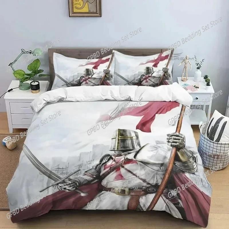 3D Print Medieval Knights Templar Bedding Set Bedroom Soft Modern Bedspreads Comefortable Duvet Cover Quilt Cover And Pillowcase