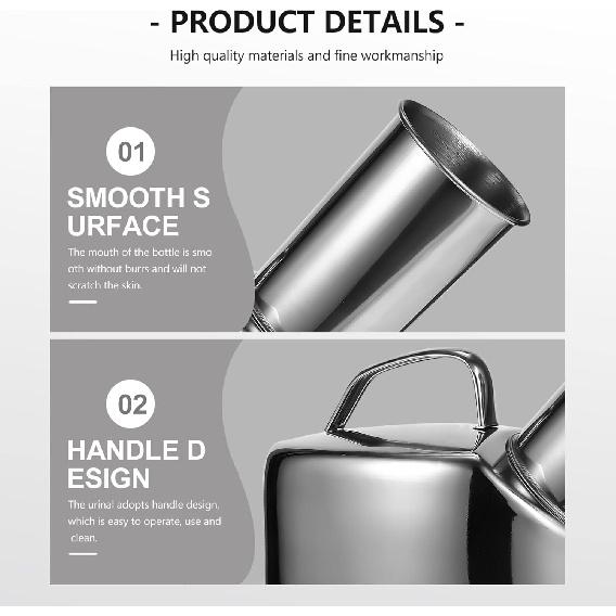Healifty Urinals for Men Stainless Steel Portable Urine Bottle for Hospital Incontinence Elderly Travel Emergency Urinal Bottle