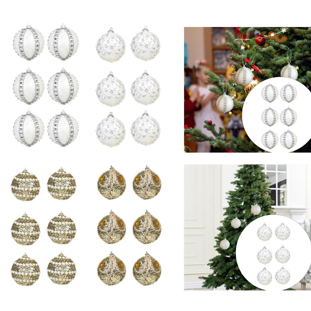 Set of 6 Christmas Ornaments for Tree, DIY Hanging Balls 5.5cm