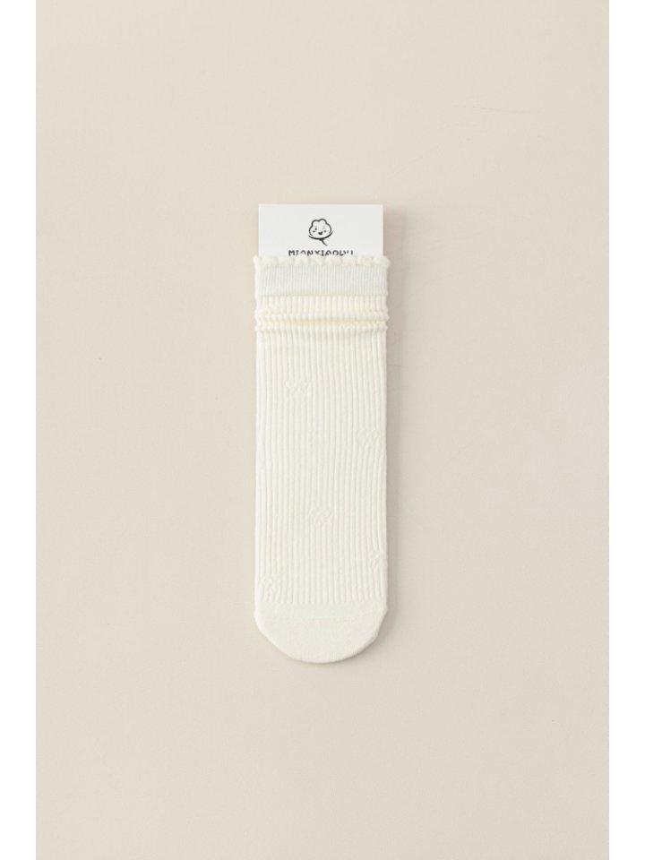 Minimalist Maternity Mid-Calf Cotton Loose Socks – Autumn/Winter Frill Design