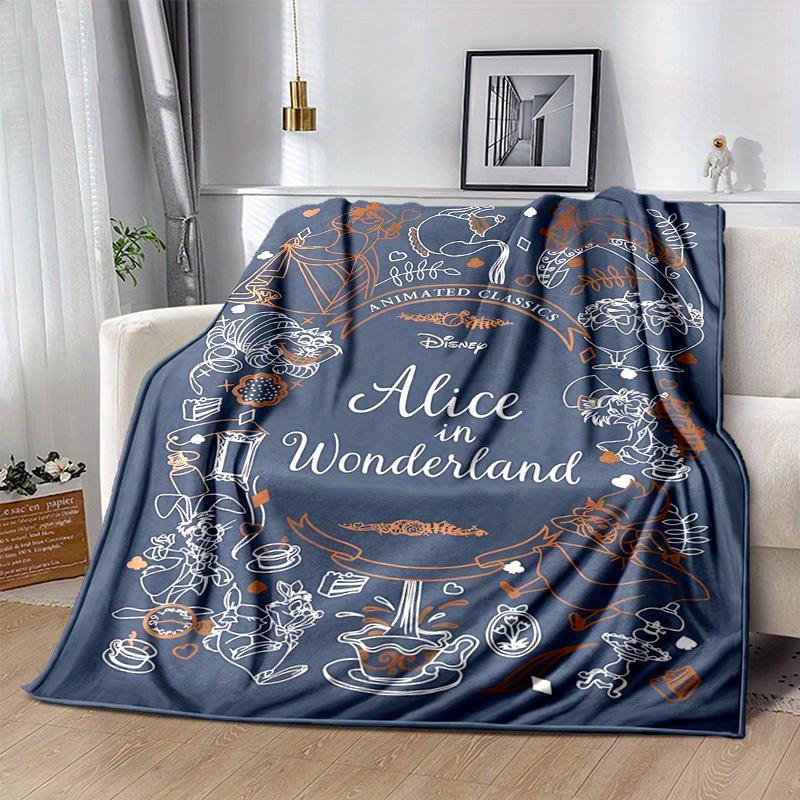 1 Stück, Dekorative Flanell-Kuscheldecke für Zuhause, Alice im Wunderland Design, Perfektes Geschenk für Schlafzimmer, Wohnzimmer, Reisen