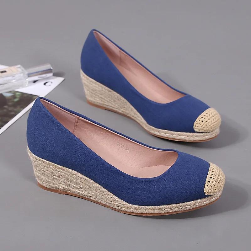 Spring Summer Fashion High Heels Women Party Shoes Brand Modern Elegant Ladies Wedges 6cm Women Pumps Black Blue