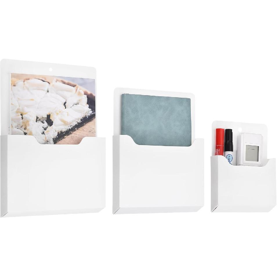 uxcell 3Pcs Magnetic File Holder, Magnetic Paper Holder for Classroom Refrigerator, Magnetic Wall File Organizer File Holder Paper Letter Organizer белый