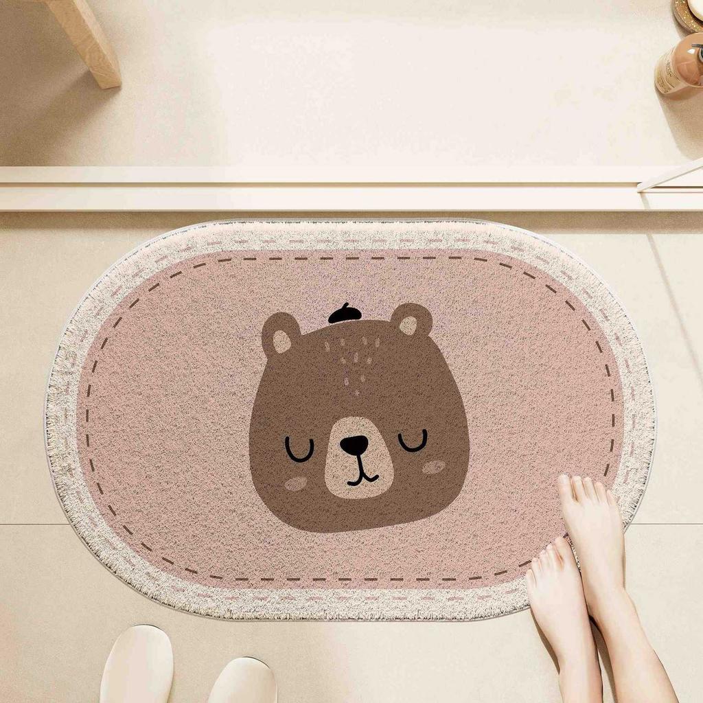 Cartoon Simple Bathroom Floor Mat Household Thickened Absorbent Imitation Cashmere Floor Mat Shower Room Non-Slip And Easy To Take Care Of Foot Mat