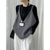 Womens V-Neck Oversized Knit Vest Loose Sleeveless Cardigan Sweater Top Casual Lounge Wear