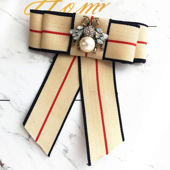 Men Neck Tie Plaid Pattern Faux Pearls Decor Bowknot Neck Tie Detachable Versatile Bowtie Outfit Accessories