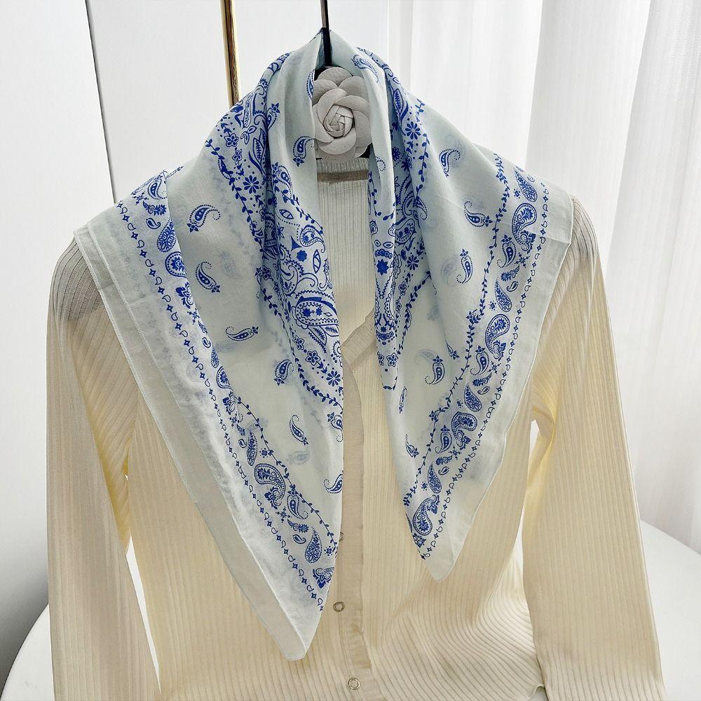 Thin Cotton Square Scarf Korean Small Scarves Simple Cashew Nut Print Silk Scarf  Outdoor
